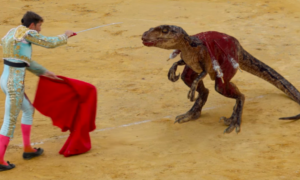 toreando dinosaurios 300x180 - Corridas de Dinosaurios Para Proteger a los Toros
