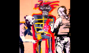 bansky 300x180 - Bansky Aparece Por Basquiat