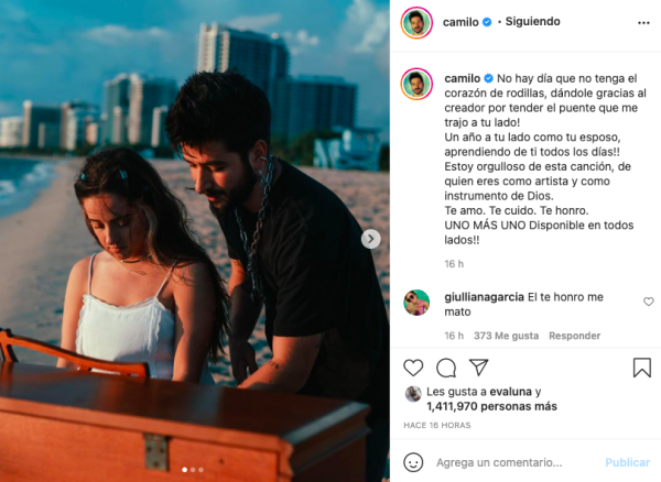 descarga - Evaluna y Camilo celebran su primer aniversario de bodas