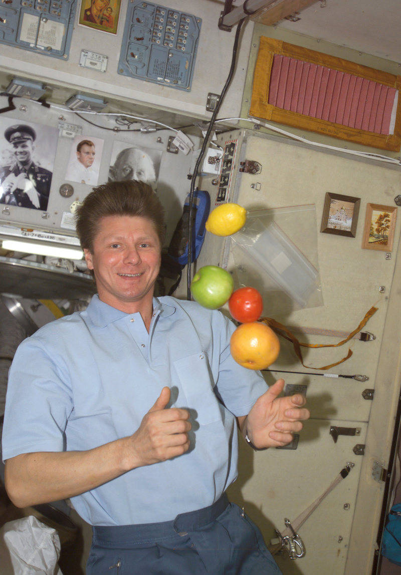 iss20 food padalka with fresh fruits exp 9 - Así ha evolucionado la comida de los astronautas